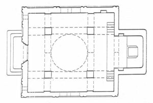 شکل3 . پلان کلیسای شوغاگات مقدس مائخذ: ‹‹تاریخ کلیساهای آذربایجان شرقی››
