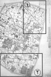 شکل 1: نقشه شهر تهران در 1237ش.مساحی از ماژوراگوست کریشیش اتریشی