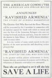 اعلامیه کمیته امریکایی امداد به ارمنیان و سوری ها در مورد نمایش فیلم