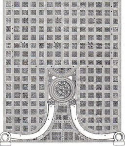 تصویر 27: بقایایی از مبلمان فریجی در گوردیون،سده هشتم ق م.(بنابر ترسیم YOUNG)