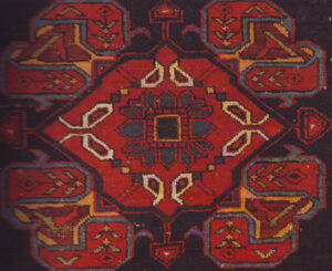 تصویر 32: جزئیات گول از تصویر 33.این نقش در کل شبیه به هولباین گول و پیش طرحی متعلق به قرن پانزدهم میلادی است.