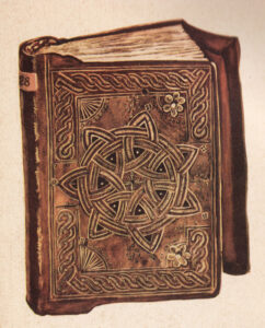 نمونه ای از جلد چرمی همراه با تزیینات قرن چهاردهم میلادی