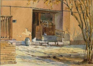 دهانه چاه در یک منزل روستایی،آبرنگ،24 * 36 سانتی متر،1951م