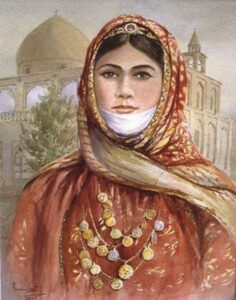 زن روستایی در لباس محلی،جلفای نو،آبرنگ،32 * 48، 1982م