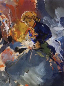 نقاشی بر روی روزنامه (سبک سمباتیسم)،گواش،14 * 18 سانتی متر،1950م