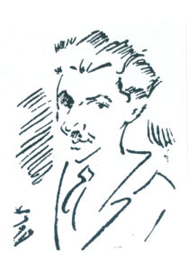 طرحی از چهره صادق هدایت،اثر آندره سِوریوگیان این طرح در زمان حیات هدایت تهیه و به وی تقدیم شده است.