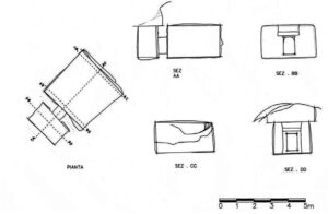 برش و پلان مقبره شماره ۱،قلعه اسماعیل آقا