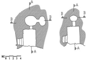 سمت راست: پلان گوردخمه بالایی سدوک و سمت چپ: پلان گوردخمه پایینی سدوک