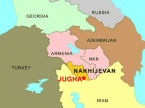 موقعیت جلفای قدیم در کنار رود ارس