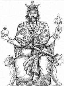 تصویر لئون اول که بر روی سکه های نقره و طلا نقش شده است