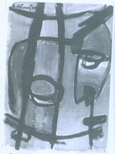 نقاشی ادمان آیوازیان که در 1337ش برنده جایزه وزارت فرهنگ ایران در نخستین دوسالانه تهران شد