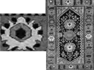 نمونۀ گل نیلوفر_ارمنی باف چهارمحال و بختیاری منبع:سلطانی نژاد،فرهمند بروجنی، ژوله،«تجلی نمادها در قالی ارمنی باف ایران»،نگره،همان