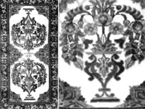 نمونۀ یک قالی گلدانی ارمنی باف منبع: هواساپیان،همان،ص175