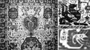 نقش اژدها منبع: سلطانی نژاد، فرهمند بروجنی، ژوله،«تجلی نمادها در قالی ارمنی باف ایران»،نگره،همان