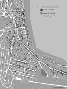 نقشۀ مکان های اشیای پیدا شده در سطح روستا