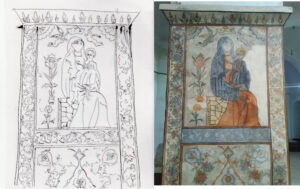 تصویر10: طرح و تصویر فوقانی نقش ضلع شرقی ستون یکم