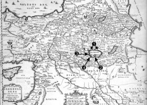 نقشه  ای به زبان ارمنی، ترسیم شده در ونیز،1751م