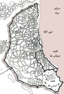 نقشۀ شهر کافا در قرن چهاردهم میلادی