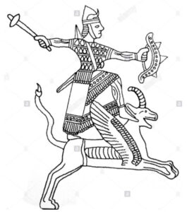 تصویر17: سپری با نقش خدای اورارتویی سوار بر گوزن شاخ دار مکشوفه از قلعه انزاف ترکیه