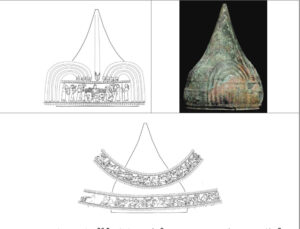 تصویر8: کلاه‌خود مخروطی برنزی، حدود سدۀ هشتم پیش از میلاد، به ارتفاع 5/26 سانتی‌متر، مجموعۀ خصوصی، سوئیس