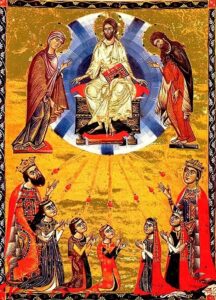 خانوادۀ لئون دوم روبینیان، پادشاه کیلیکیه در پناه مسیح، تلفیق رنگهای قرمز وُرتان کارمیر و طلایی(22) بنیاد دستنوشتههای کهن ماتناداران